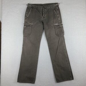 7 For All Mankind Cargo Pants Mens 33x34 Tan Brown Utility Military Button Fly